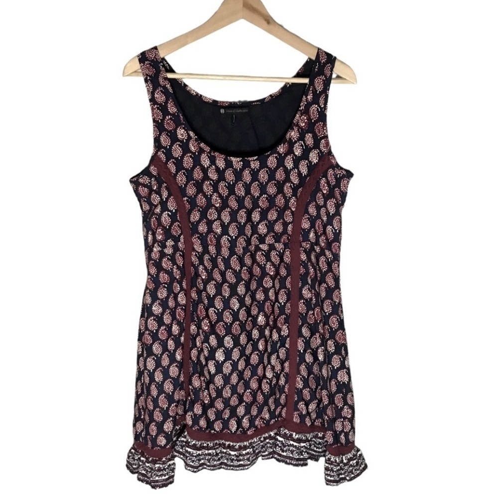 House of Harlow Womens Mini Dress Paisley Ruffle Babydoll Mini Blue Red Size S